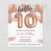 Rosa Glitzer Balloons 10. Geburtstagsparty (Vorderseite)
