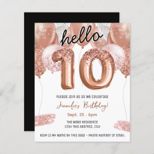 Rosa Glitzer Balloons 10. Geburtstagsparty