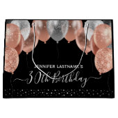 Rosa Glitzer Balloons 30. Geburtstag Party Große Geschenktüte (Vorderseite)