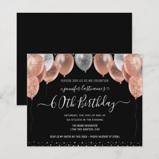 Rosa Glitzer Balloons 60. Geburtstagsparty