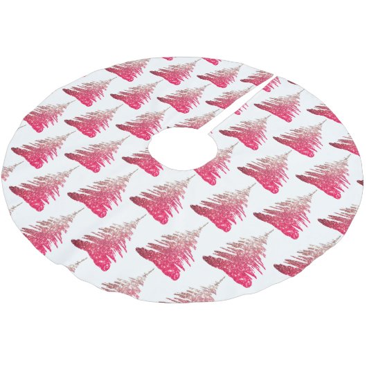 Rosa Glitzer Bäume Weihnachtsbaumrock Polyester Weihnachtsbaumdecke (Schrägansicht)