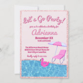 Rosa Glitzer Beach Party Einladung (Vorderseite)