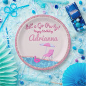 Rosa Glitzer Beach Party Pappteller (Party)