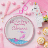 Rosa Glitzer Beach Party Pappteller (Party)