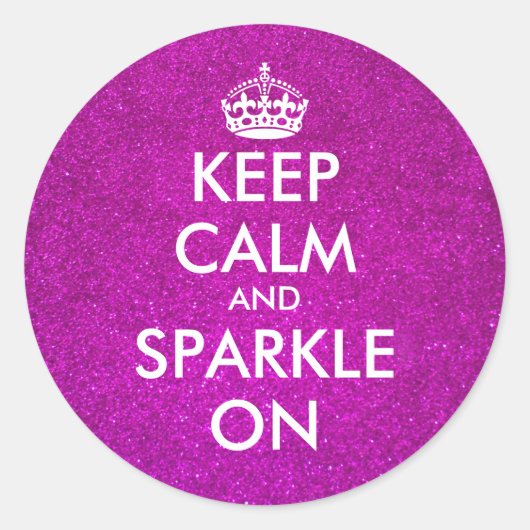 Rosa Glitzer Behalte ruhig und funkelt auf Aufkleb Runder Aufkleber (Vorderseite)