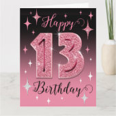 Rosa Glitzer Big 13. Geburtstag Karte (Vorderseite)