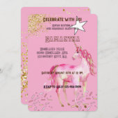 Rosa Glitzer Birthday Einladung (Vorne/Hinten)