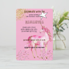 Rosa Glitzer Birthday Einladung
