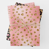 Rosa Glitzer Black Cheetah Leopard Geschenkpapier Set (Beispiel)
