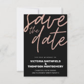 Rosa Glitzer Black Trendy Elegante Hochzeit Save The Date (Vorderseite)