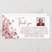 Rosa Glitzer Blume Blumengeburt Foto Dankeskarte (Vorne/Hinten)