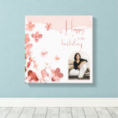 Rosa Glitzer Blume Blumenstrauß Foto 50. Geburtsta Leinwanddruck (Insitu (Holzboden))