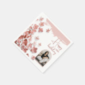 Rosa Glitzer Blume Blumenstrauß Foto 50. Geburtsta Serviette (Ecke)