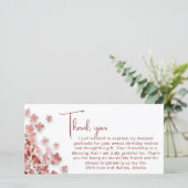 Rosa Glitzer Blume Blumenweibchen Geburtstag Dankeskarte (Stehend Vorderseite)