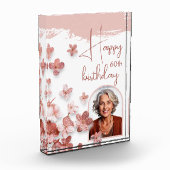 Rosa Glitzer Blume Blumenweibchen Geburtstag Fotoblock (Links)