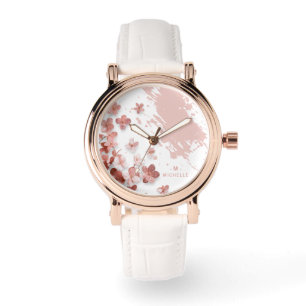 Rosa Glitzer Blume Pinselstrich, Pinselstrich, Mon Armbanduhr