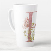 Rosa Glitzer Blumenbrief F Milchtasse (Linke Ecke)