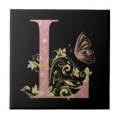 Rosa Glitzer Blumenbrief L Fliese (Vorderseite)