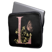 Rosa Glitzer Blumenbrief L Laptopschutzhülle (Vorderseite Links)