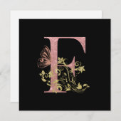 Rosa Glitzer Blumenbuchstabe F Flachquadrat Karte (Vorne/Hinten)