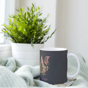 Rosa Glitzer Blumenschreiben W Kaffeetasse