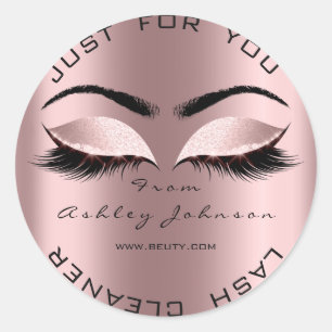 Rosa Glitzer Blush Lashes Reinigungsmittel Runder Aufkleber