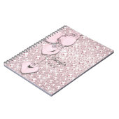 Rosa Glitzer Blush Tropfens Monogramm 2024 Notizblock (Linke Seite)