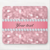 Rosa Glitzer Bokeh und Diamanten personalisiert Mousepad (Vorne)