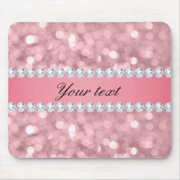 Rosa Glitzer Bokeh und Diamanten personalisiert Mousepad
