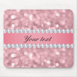 Rosa Glitzer Bokeh und Diamanten personalisiert Mousepad