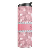 Rosa Glitzer Bokeh und Diamanten personalisiert Thermosbecher (Nach links gedreht)