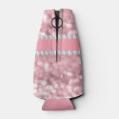 Rosa Glitzer Bokeh und Diamonds Personalisiert Flaschenkühler (Rückseite)