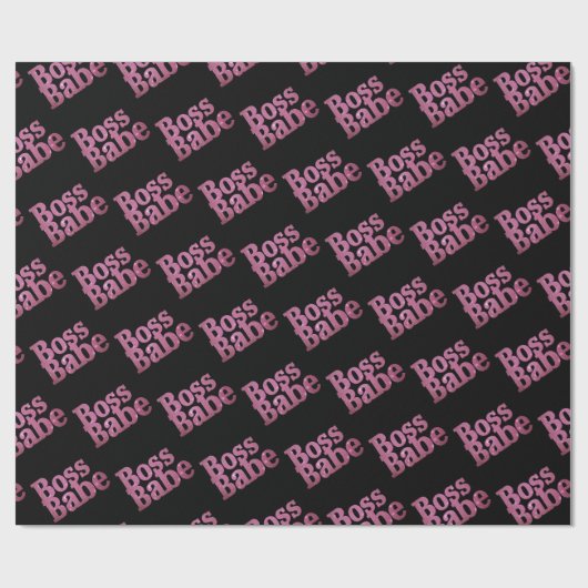 Rosa Glitzer Boss Babe Geschenkpapier (Flach)