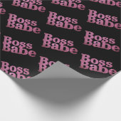 Rosa Glitzer Boss Babe Geschenkpapier (Ecke)