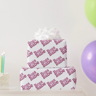 Rosa Glitzer Boss Babe Geschenkpapier