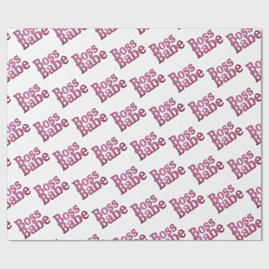 Rosa Glitzer Boss Babe Geschenkpapier (Flach)