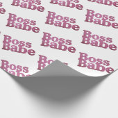 Rosa Glitzer Boss Babe Geschenkpapier (Ecke)