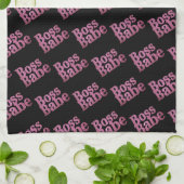 Rosa Glitzer Boss Babe Geschirrtuch (Gefaltet)