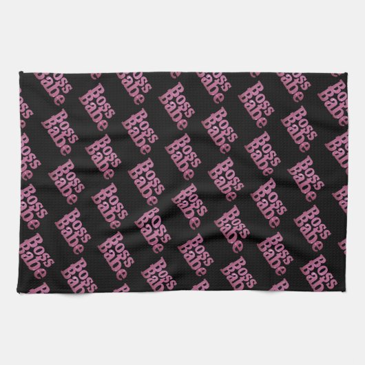 Rosa Glitzer Boss Babe Geschirrtuch (Horizontal)