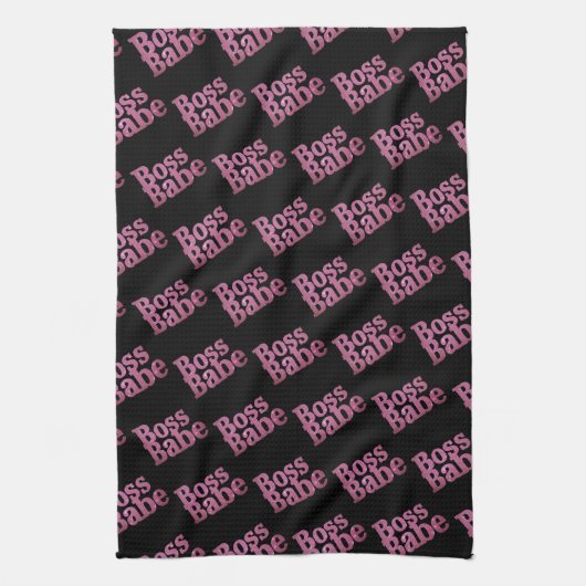 Rosa Glitzer Boss Babe Geschirrtuch (Vertikal)