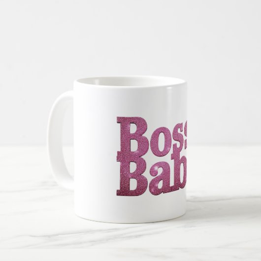 Rosa Glitzer Boss Babe Kaffeetasse (Vorderseite Links)