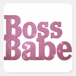 Rosa Glitzer Boss Babe Quadratischer Aufkleber
