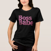 Rosa Glitzer Boss Babe Tri-Blend Shirt (Vorderseite)