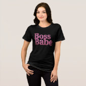 Rosa Glitzer Boss Babe Tri-Blend Shirt (Vorderseite voll)