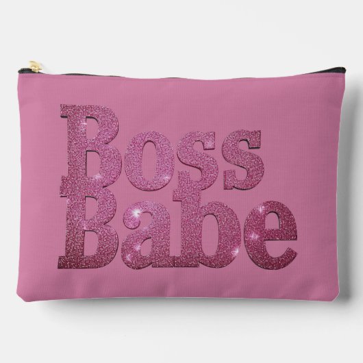 Rosa Glitzer Boss Babe Zubehörtasche (Vorderseite)