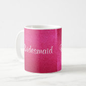 Rosa Glitzer-Brautjungfern-Tasse Kaffeetasse (Vorderseite Links)