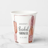 Rosa Glitzer Brautparty Petals und Prosecco Gletsc Pappbecher (Vorderseite)