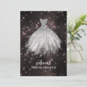 *~* Rosa Glitzer Bridal Dress Bridal Gown Dusche Einladung (Stehend Vorderseite)
