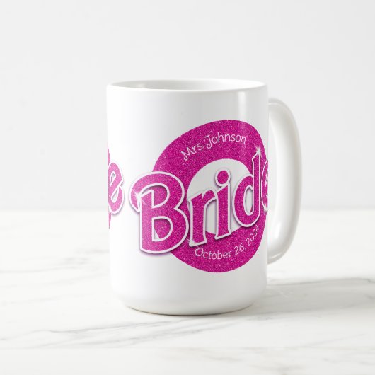Rosa Glitzer Bride Kaffeetasse (VorderseiteRechts)