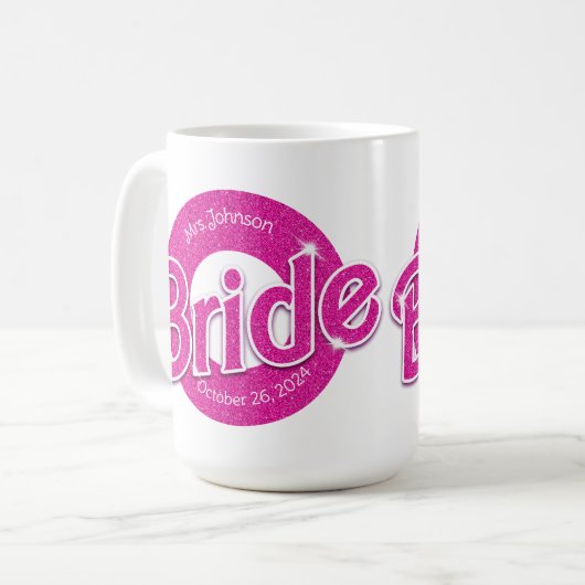 Rosa Glitzer Bride Kaffeetasse (Vorderseite Links)